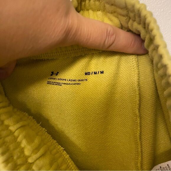 Under Armour UA The Rock Terry yellow pull on drawstring cotton sweat shorts M - Picture 9 of 13